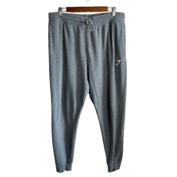 Gymshark Crest Jogger Sweatpants Mens XL Gray Cotton Blend Drawstring - Picture 1 of 7